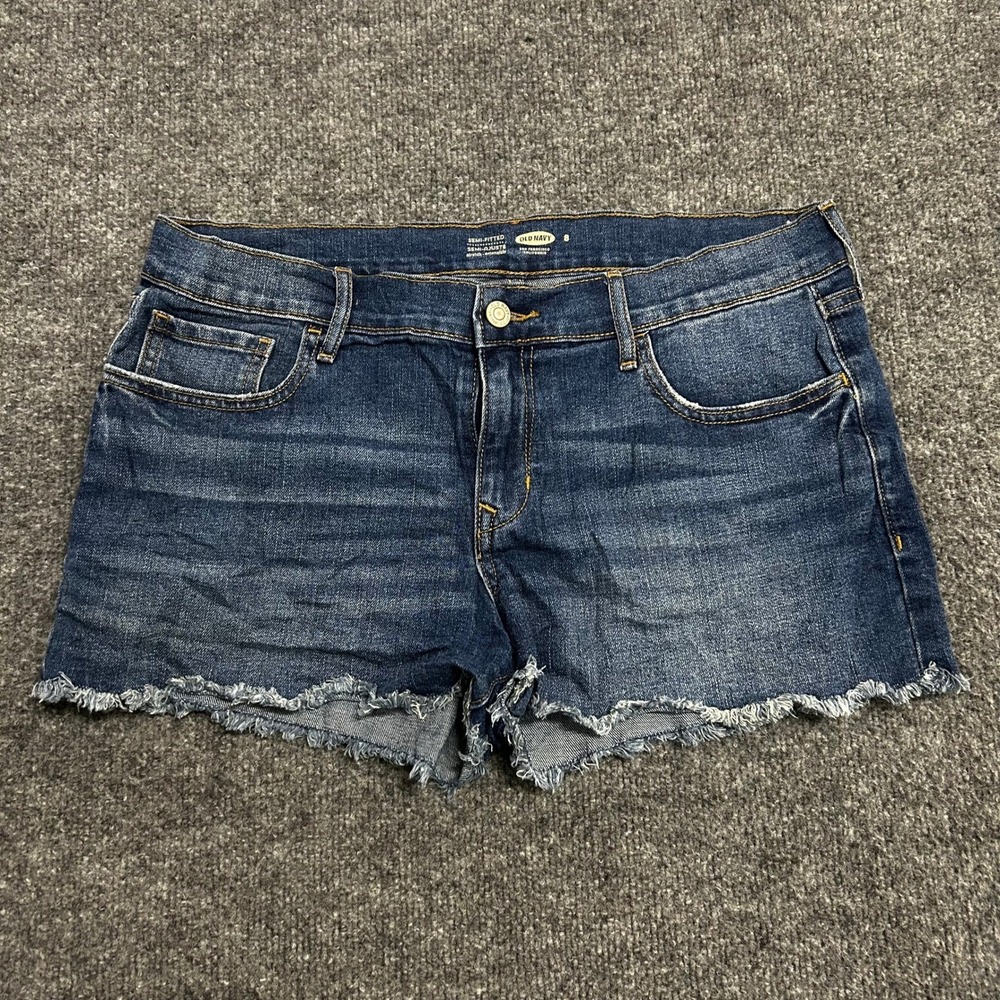 Old Navy Shorts Womens Size 8 Dark Wash Semi-Fitted Raw Hem Denim Cut Off Casual